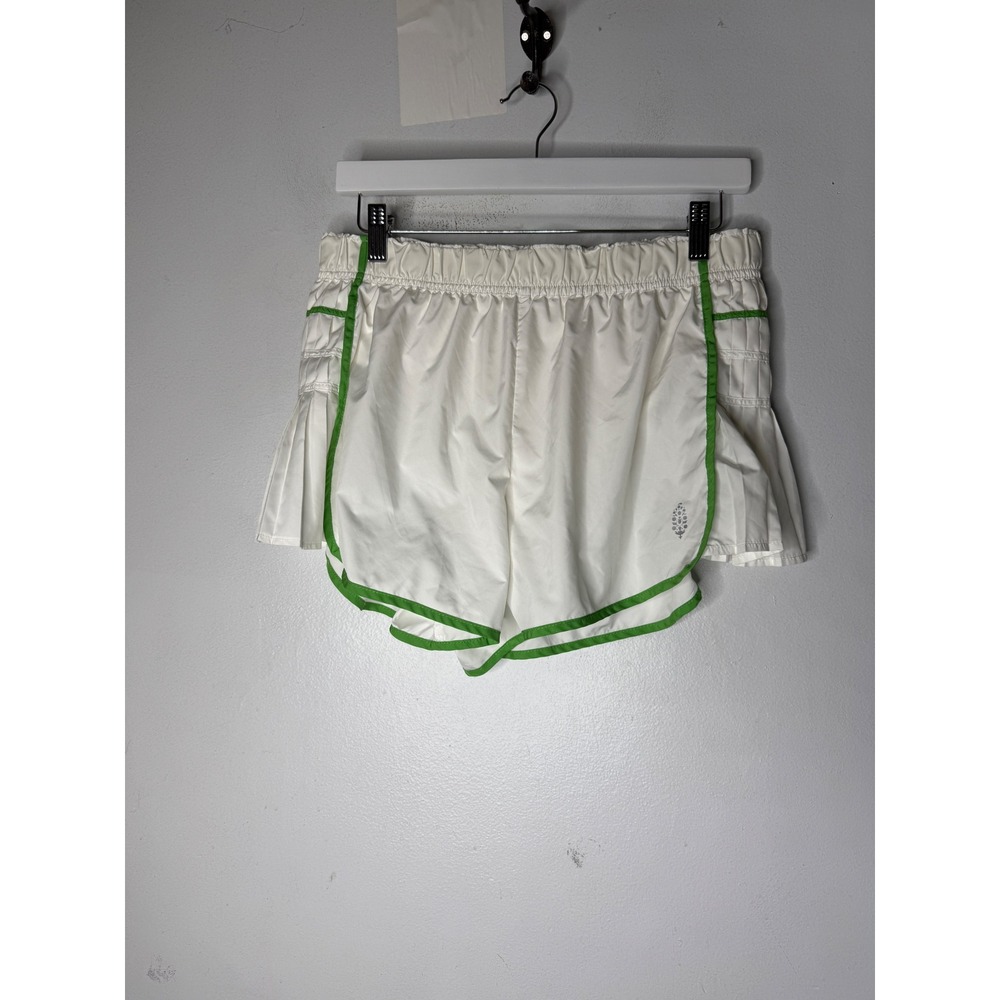 Free People Movement easy tiger  Pleated Running Shorts White Green Piping M